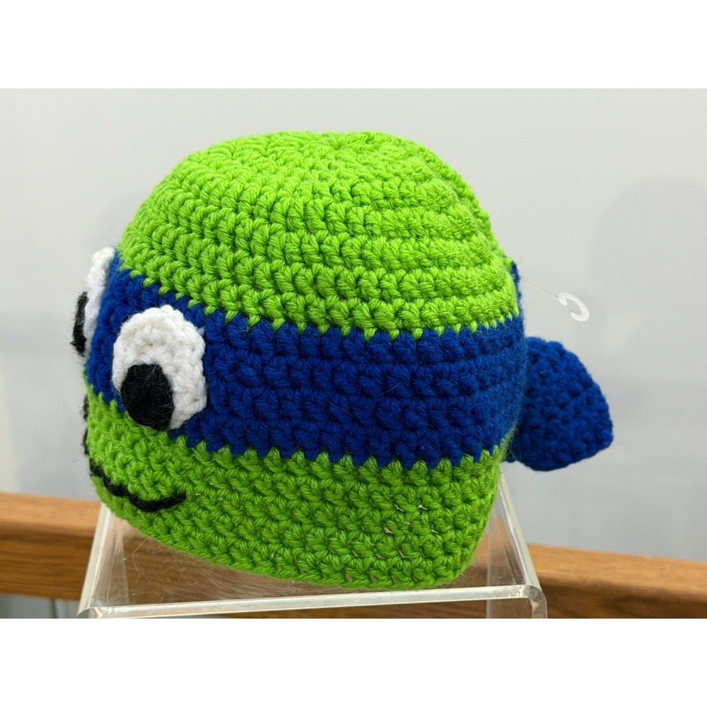 Teenage Mutant Ninja Turtle Crochet Leonardo Beanie Hat Youth Turtle Hat Crochet - Picture 2 of 6